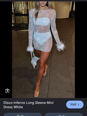 White Fox Boutique White Sequin Long Sleeve Mini Dress